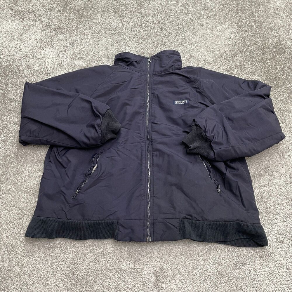 Lands' End Aircore 200 Vintage Fleece Softshell Windbreaker Jacket Mens XL Blue